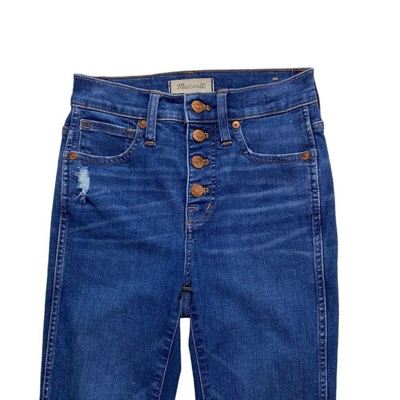 Madewell 10” High Rise Skinny Women Medium Wash Jeans Sz 23x27 Denim Raw Hem - Picture 2 of 13